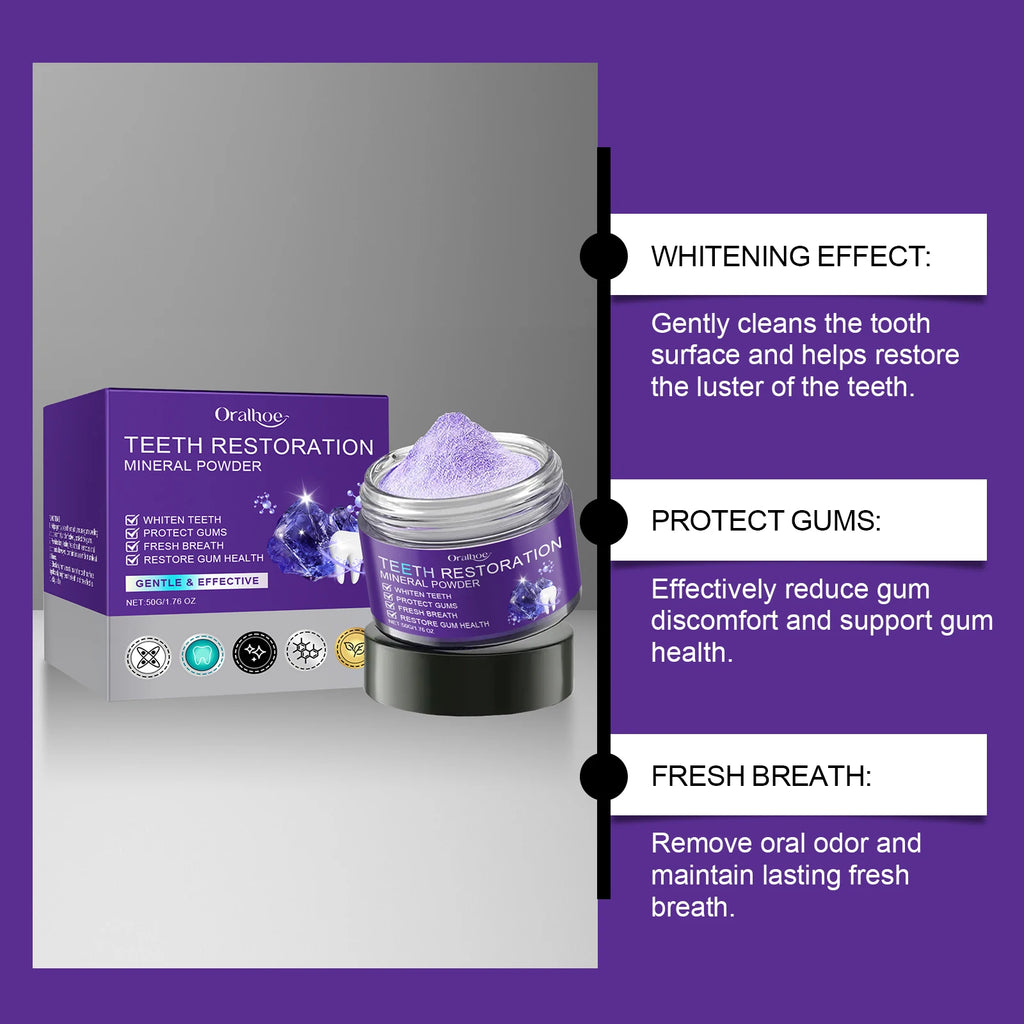Purple Teeth Whitening Powder Toothpaste Brighten Yellow Teeth Remove Tooth Stain Fresh Breath Dental Cleaning Oral Care Product
