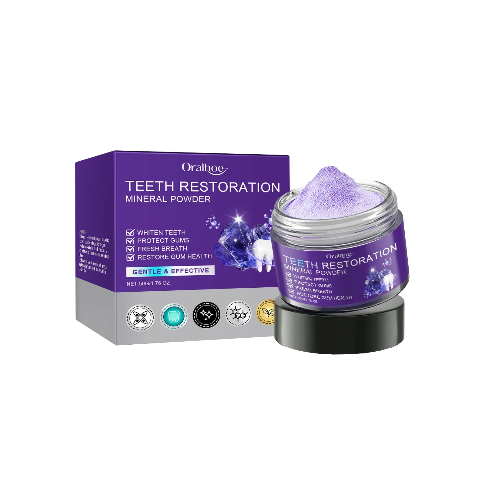 Purple Teeth Whitening Powder Toothpaste Brighten Yellow Teeth Remove Tooth Stain Fresh Breath Dental Cleaning Oral Care Product